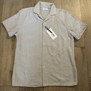 Larsson & Co Premium Men's Textured Herringbone Weave Shirt Beige Med  Relax Fit